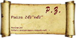 Paizs Zénó névjegykártya